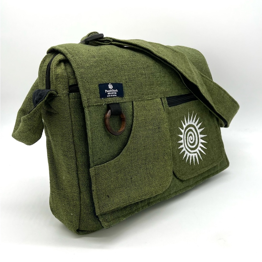 Multi pocket Cotton Embroidered Laptop Messenger Bag - Picture 2 of 15